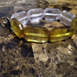 Yellow and Clear Beaded Bracelet